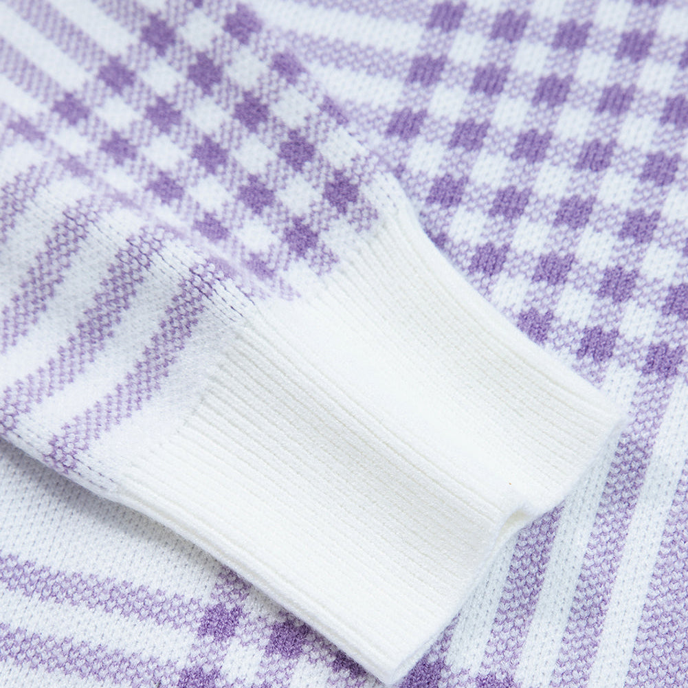 Mia Lilac Plaid Loose Sweater