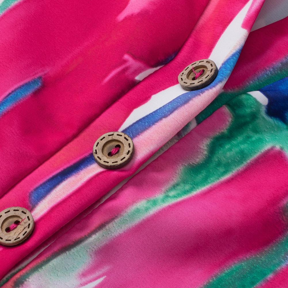 Riley Brushwork Buttoned V-Neck Blouse