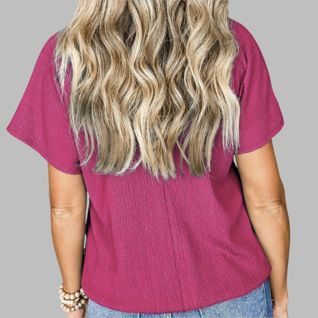 Addyson Pink V-Neck Bubble Hem Top