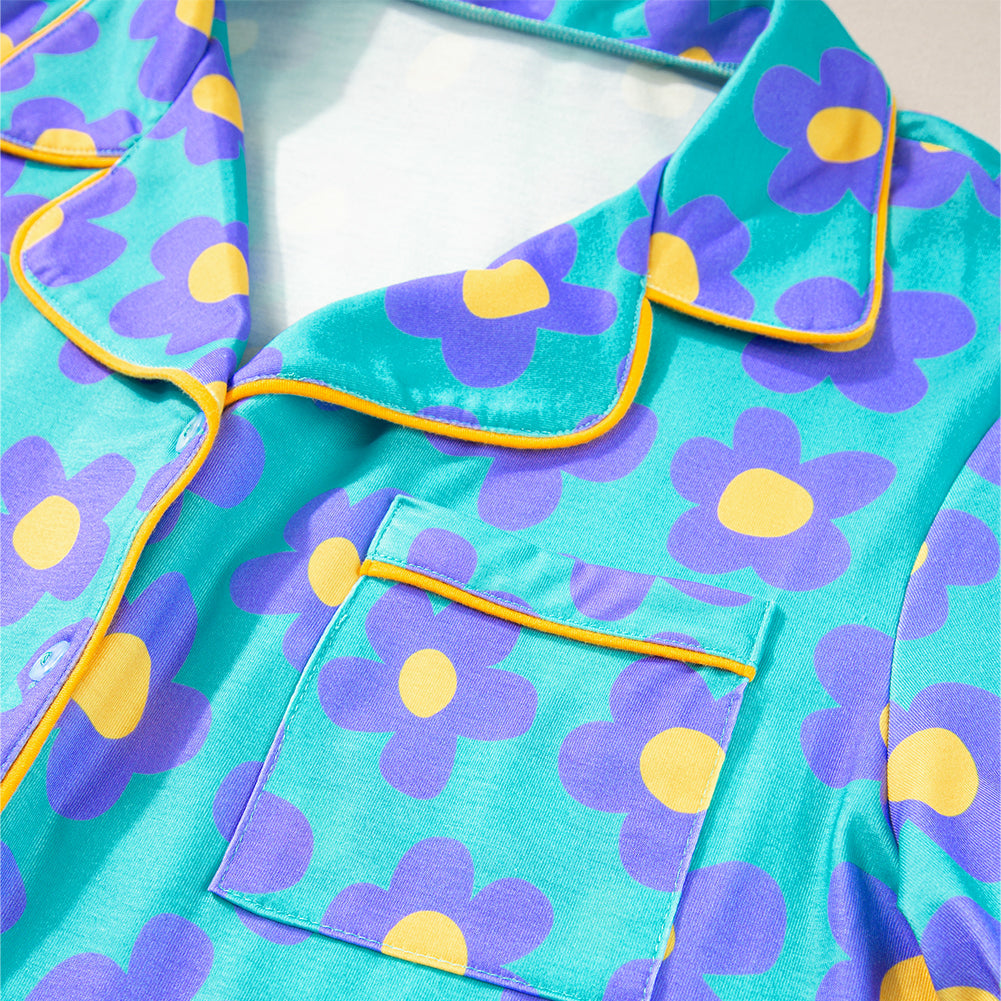 Bella Blue Flower Shirt Pajamas Set