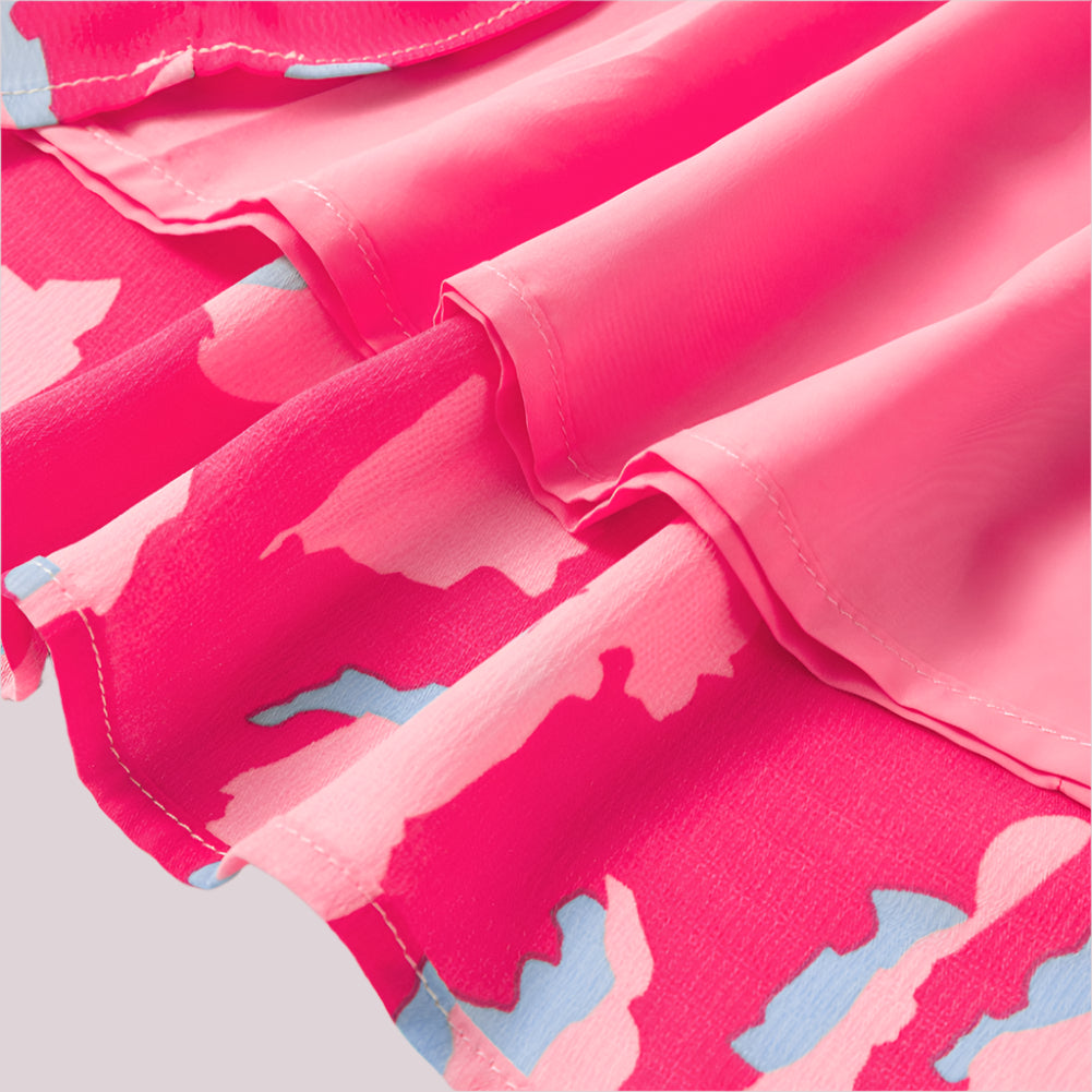 Peyton Pink Abstract Tiered Dress