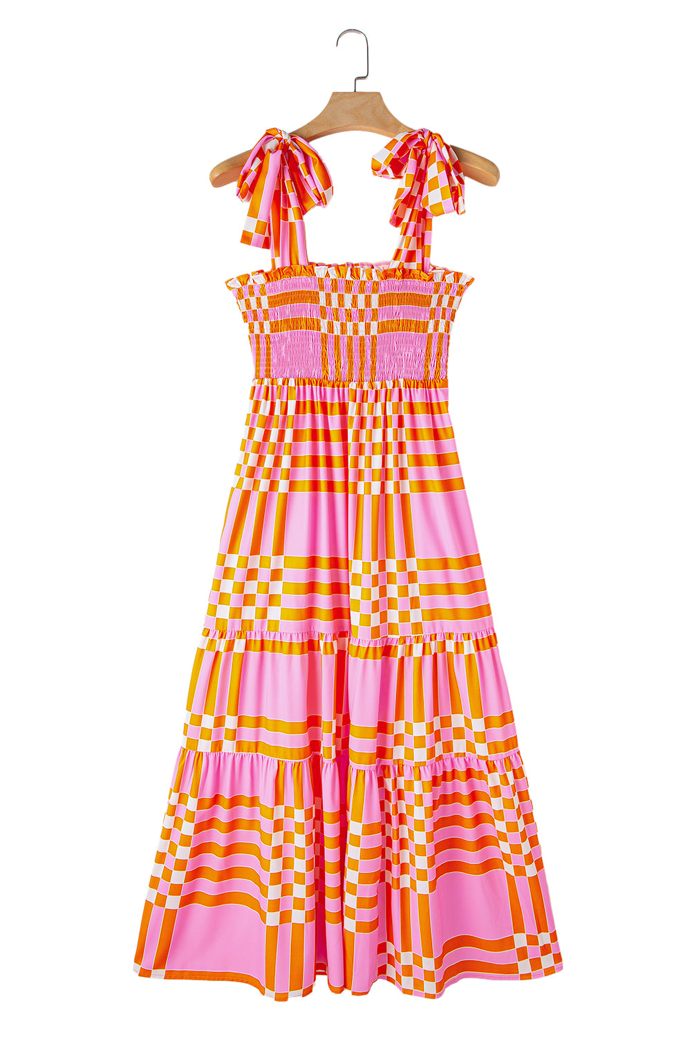 Teagan Pink Gingham Smocked Dress