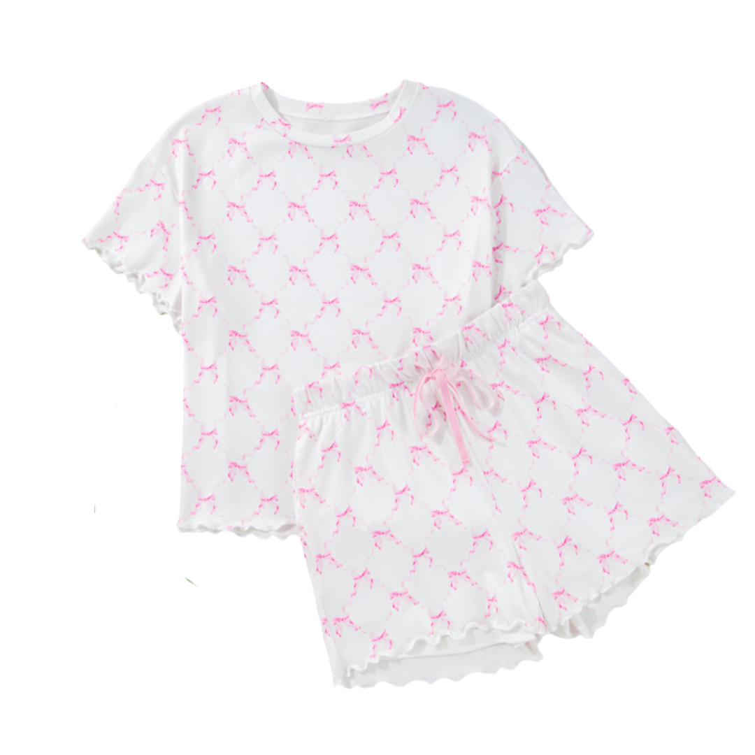Paisley Pink Bow Lounge Set