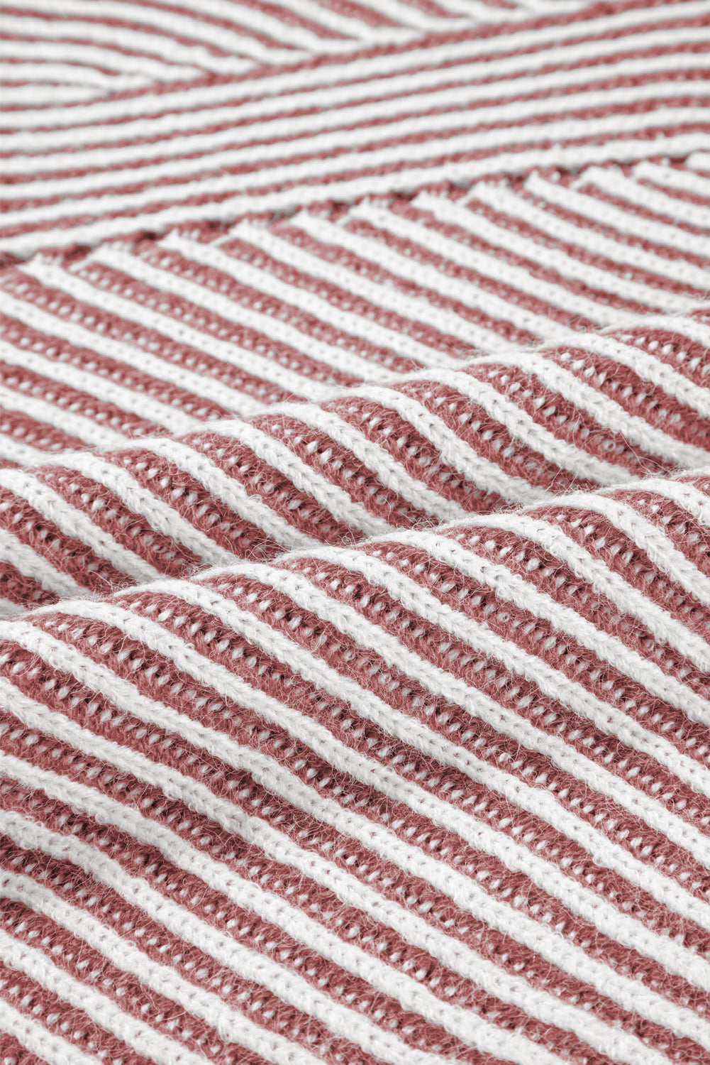 Red Dahlia Striped Print Ribbed Knit Boat Neck Baggy Sweater