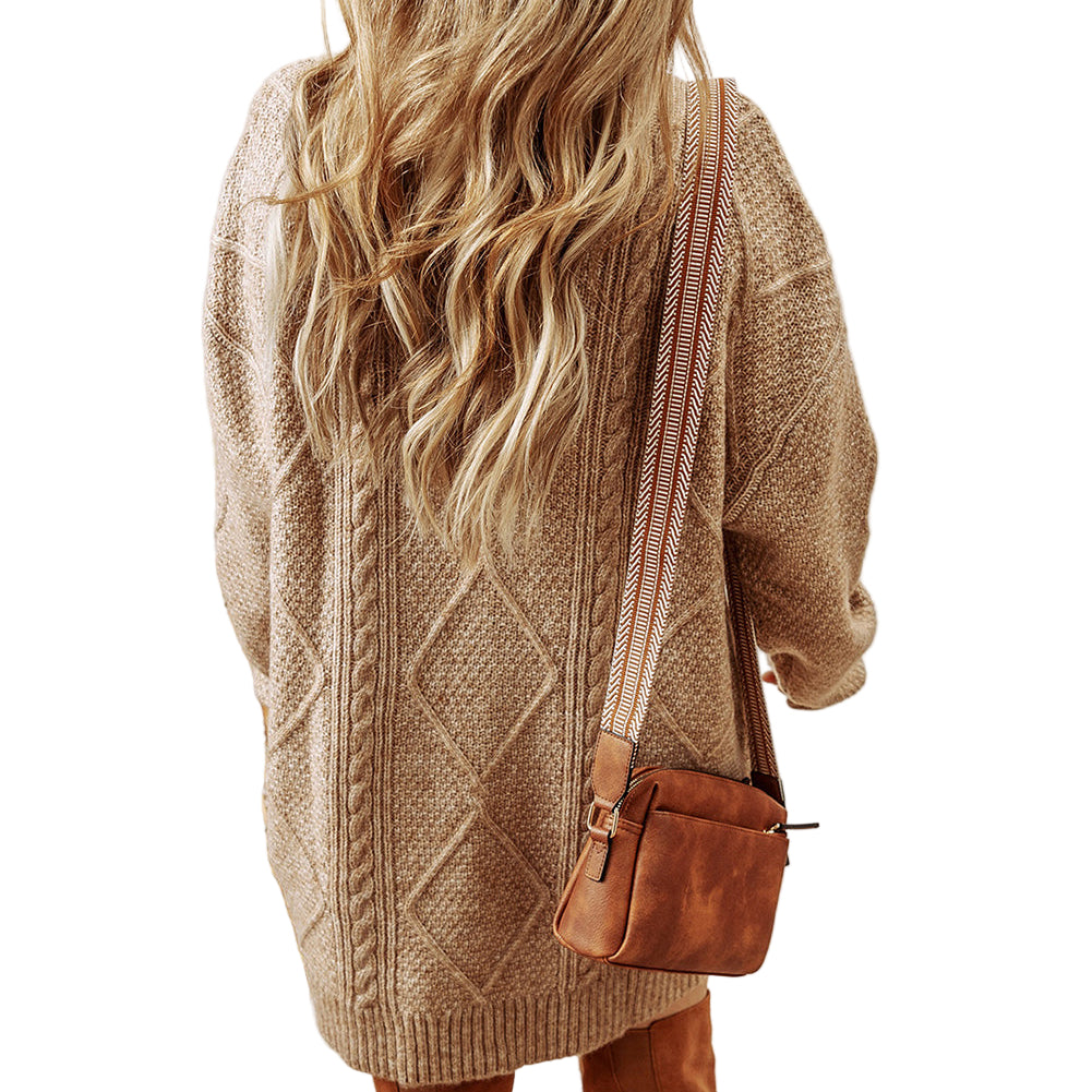 Annie- Parchment Cable Knit Sweater Dress