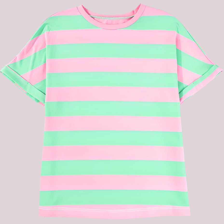Macy Pink Stripe Loose Tee