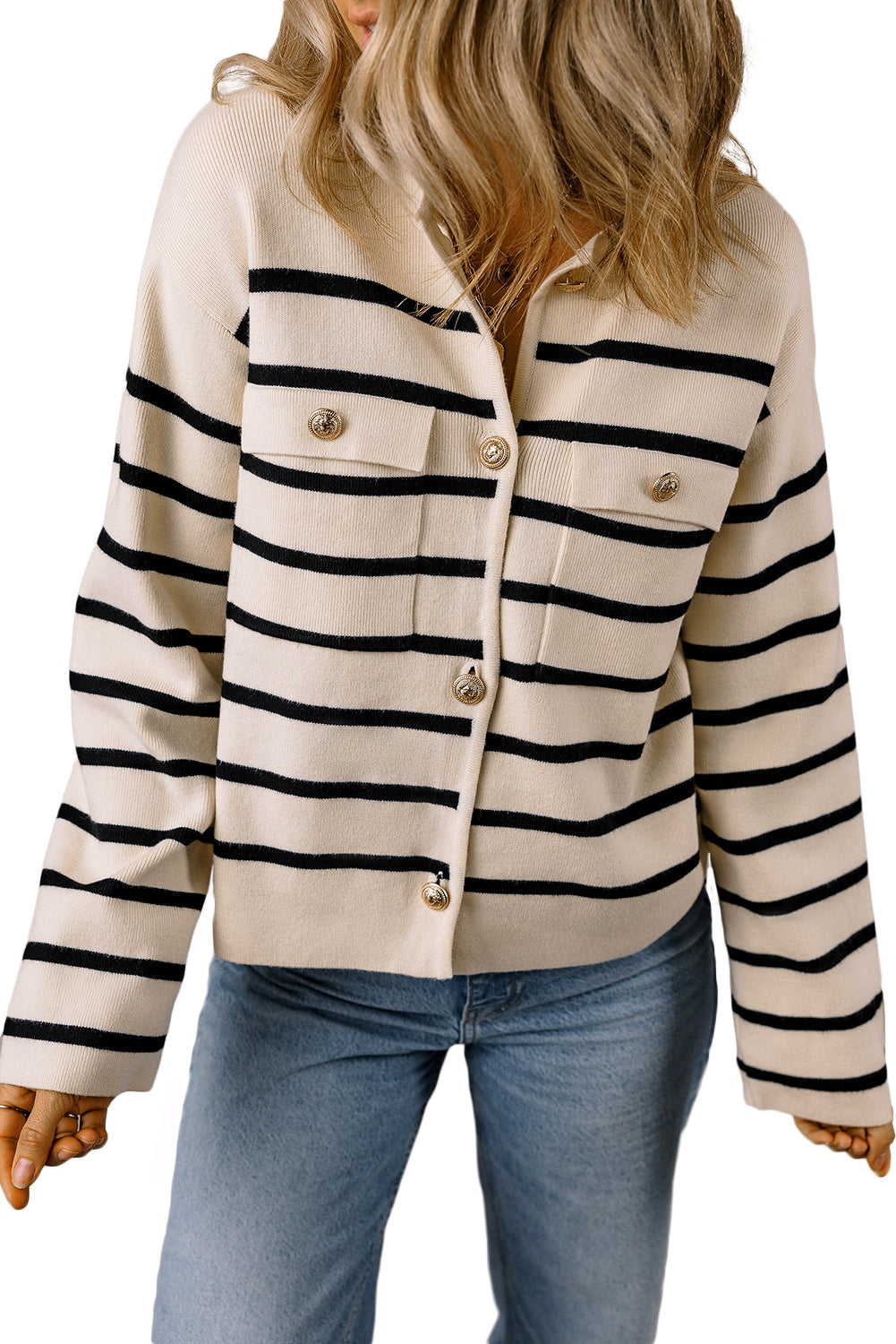 Black Stripe Cardigan Sweater