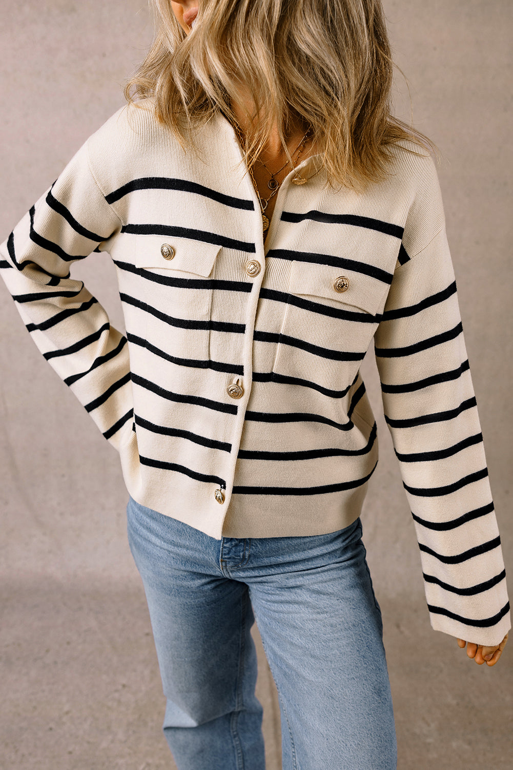 Black Stripe Cardigan Sweater