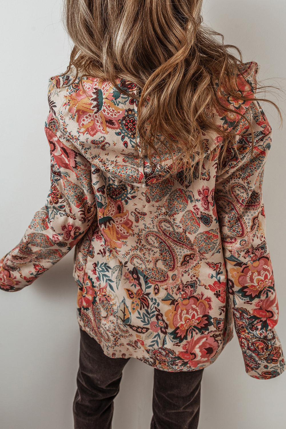 Beige Vintage Paisley Floral Hooded Jacket