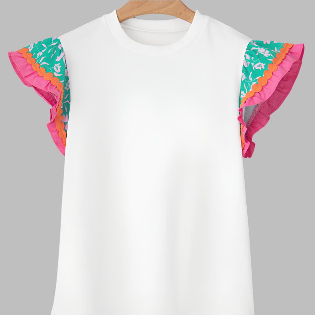 Zoey Ric-Rac Floral Sleeve Top