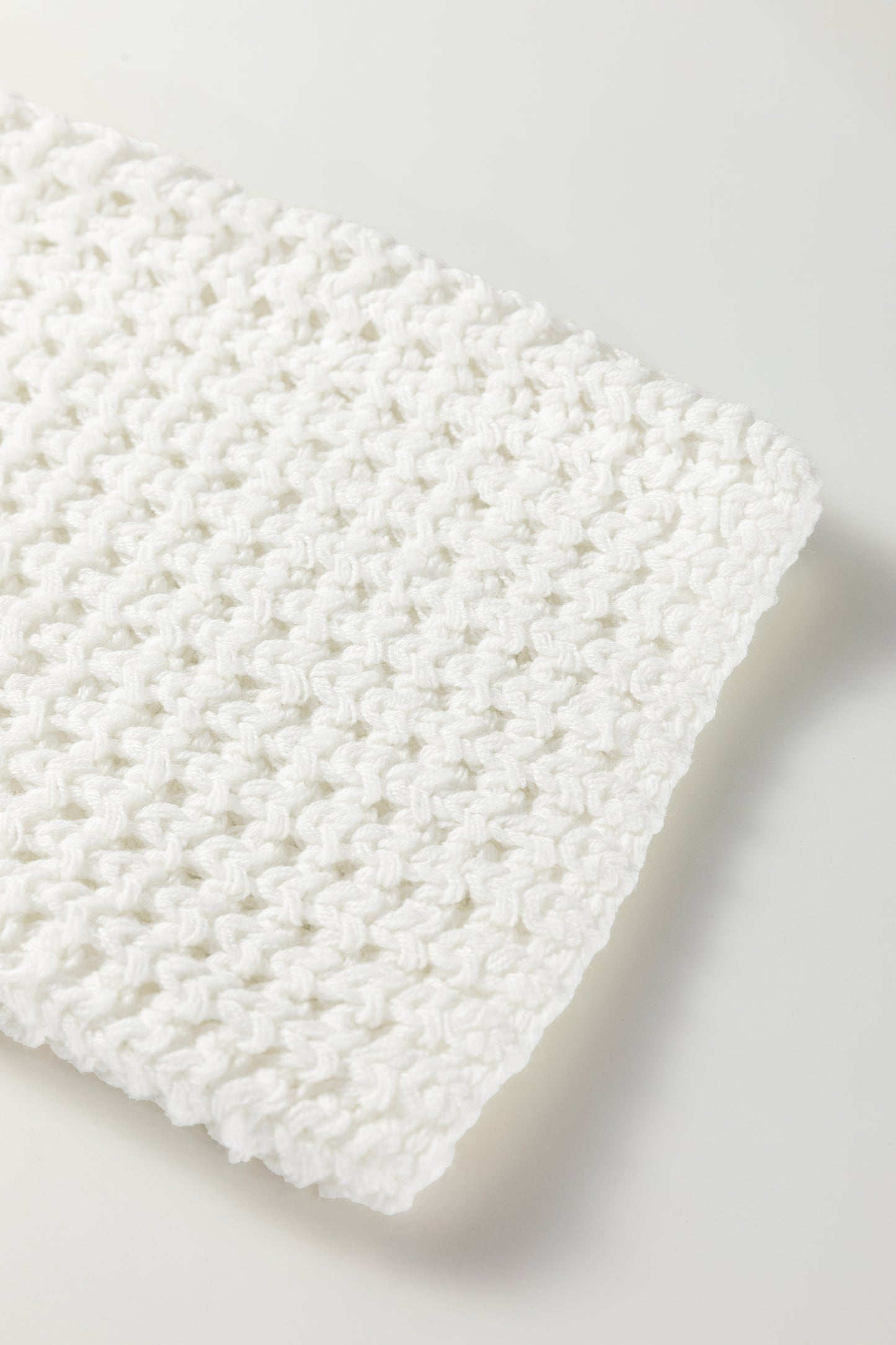 White Hollowed Detail Wide Sleeve Loose Pullover Sweater