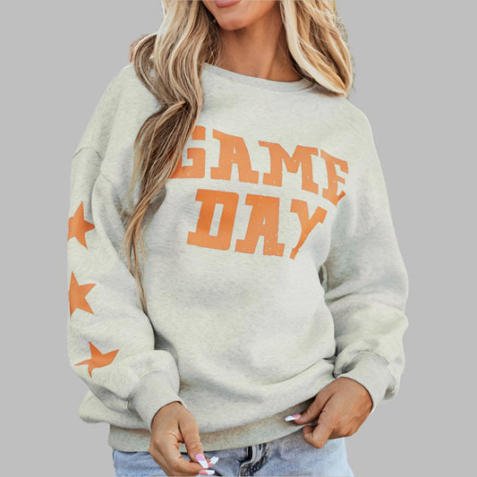 Grapefruit Orange Game Day Graphic Rugby Football Season Sweatshirt