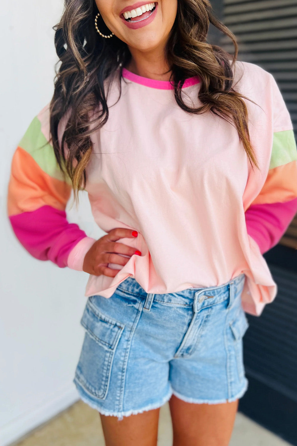 Piper Pink Colorblock Patchwork Top