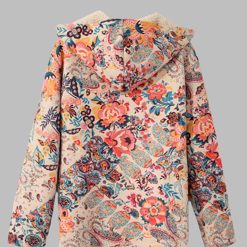 Beige Vintage Paisley Floral Hooded Jacket