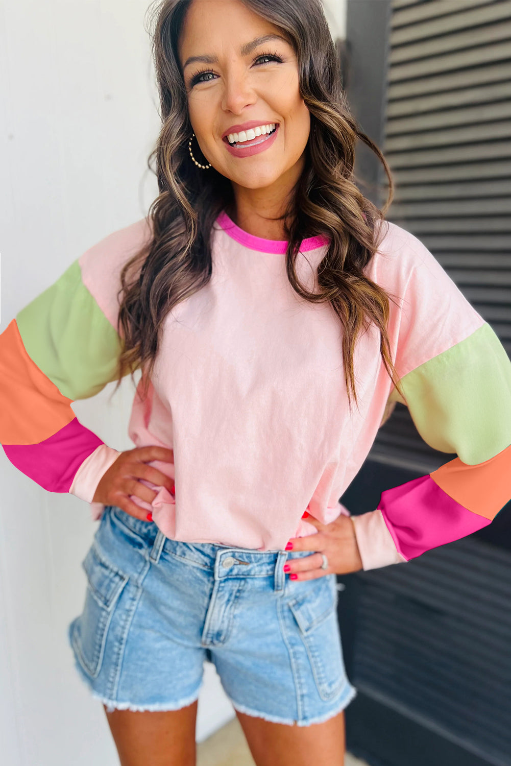 Piper Pink Colorblock Patchwork Top