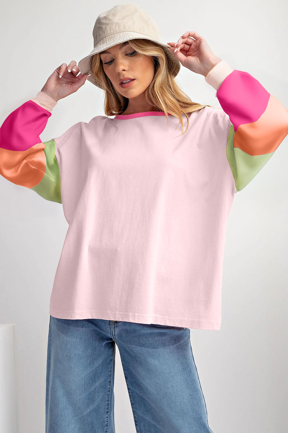 Piper Pink Colorblock Patchwork Top