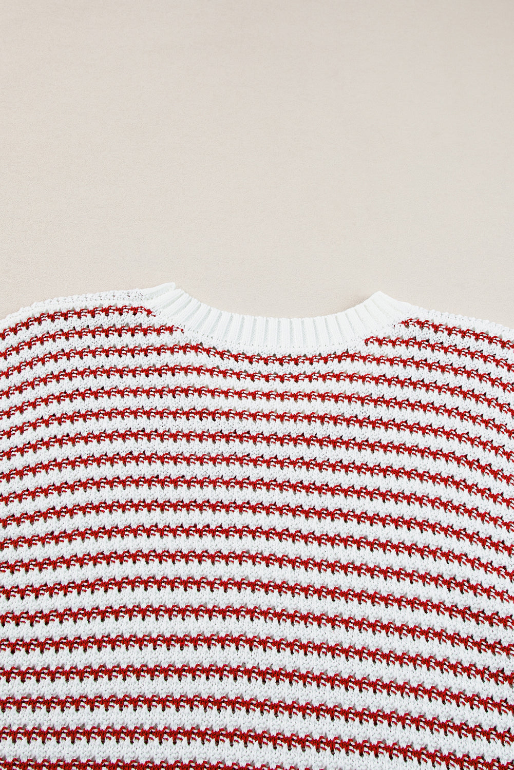 Red Stripe Ribbed Trim Loose Fit Knitted Sweater Vest