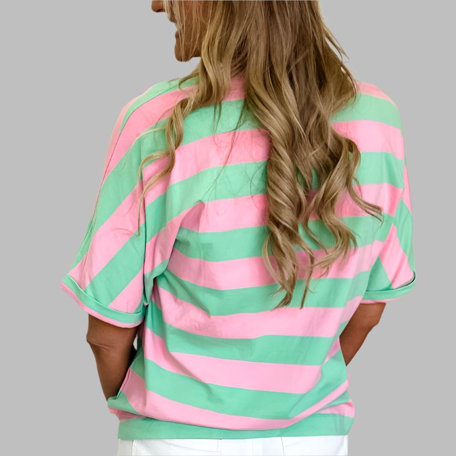 Macy Pink Stripe Loose Tee