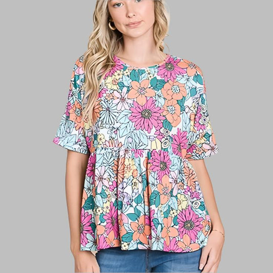 Talia Bohemian Flower Flowy Top