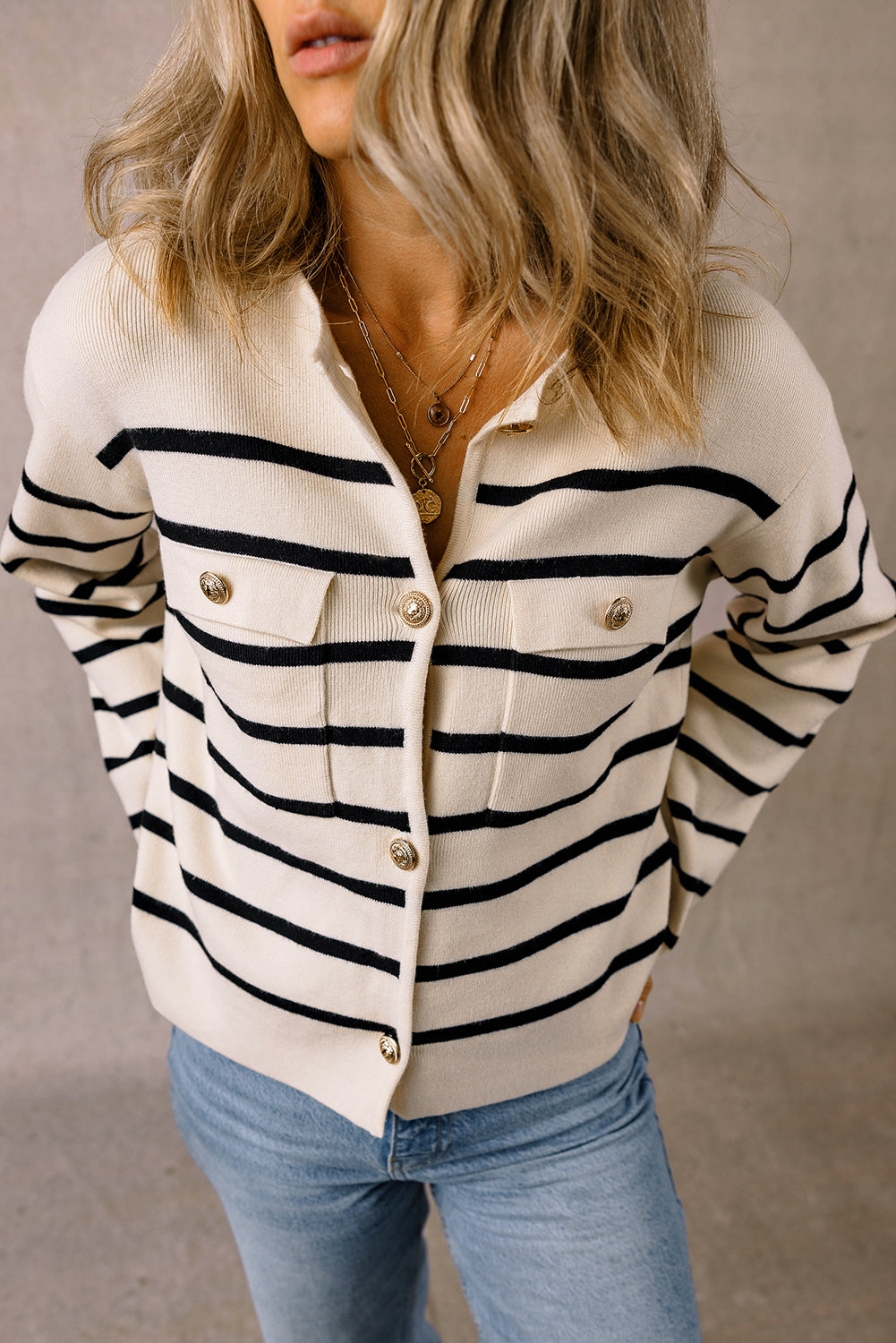 Black Stripe Cardigan Sweater