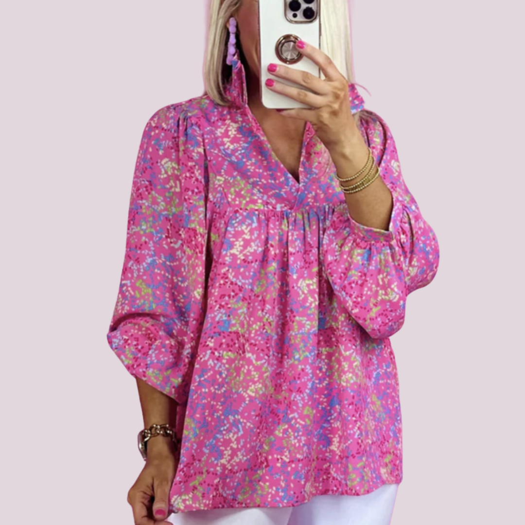 Reese Abstract Collared Babydoll Blouse