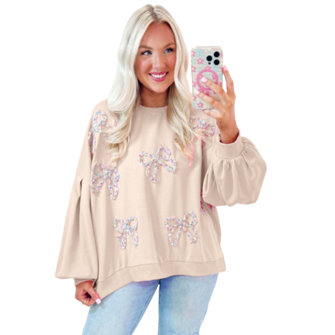 Bow Oversized Pullover Sweatshirt
