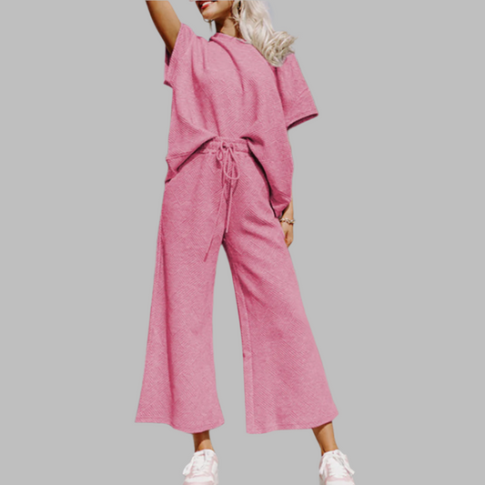 Nora Pink Loose Fit Pants Set