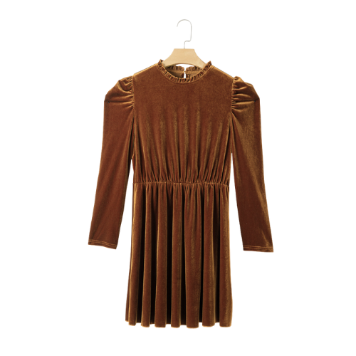 Addyson Chestnut Velvet Swing Dress
