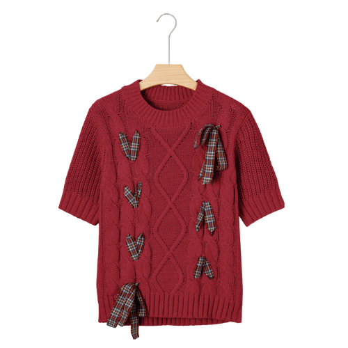 Milly Lace-Up Detail Holiday Puff Sleeve Sweater