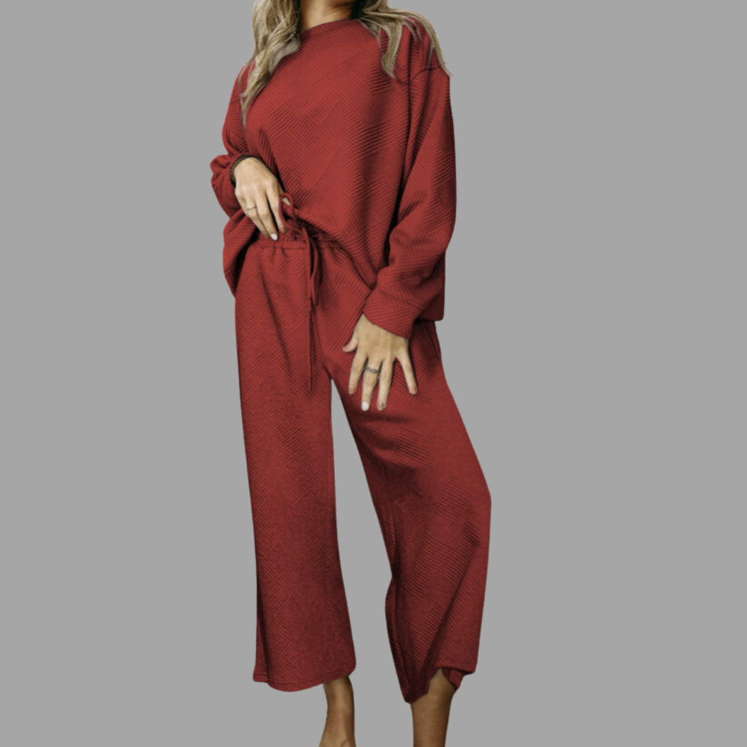 Dahlia Red Loose Textured Outfit