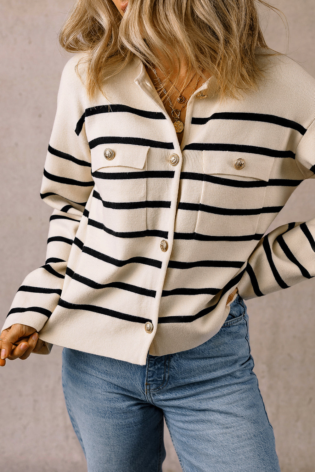 Black Stripe Cardigan Sweater