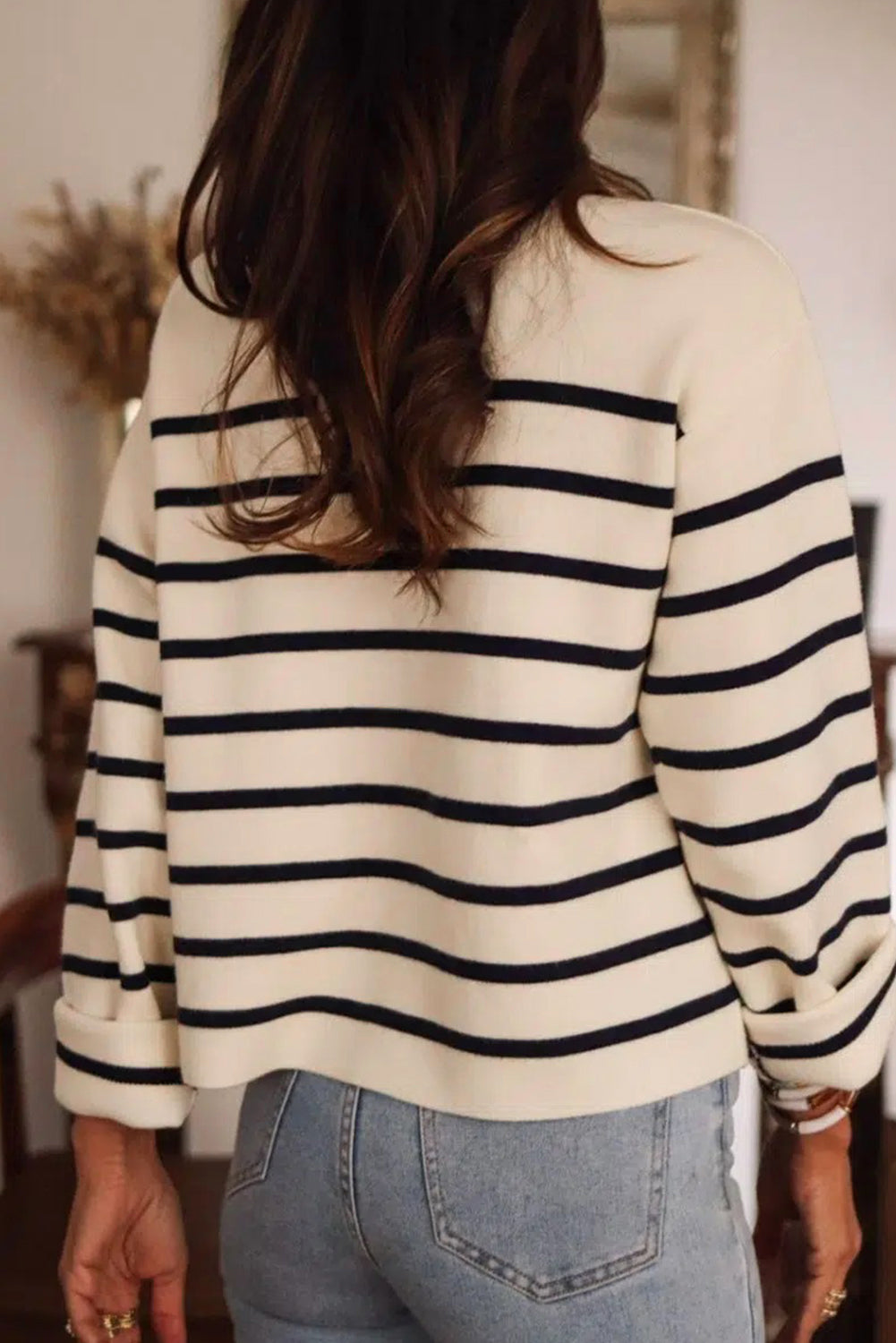 Black Stripe Cardigan Sweater