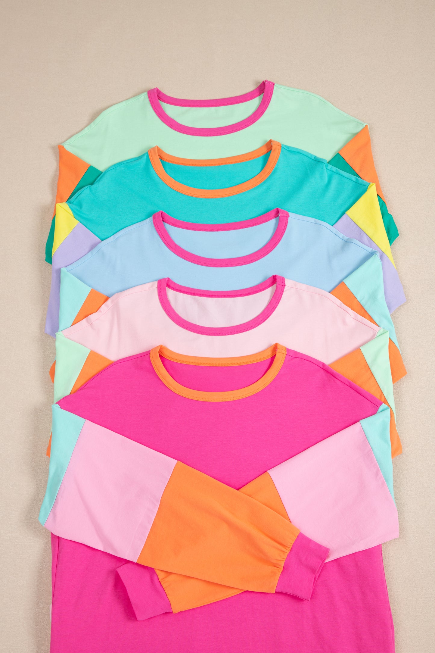 Piper Sky Blue Colorblock Patchwork Top