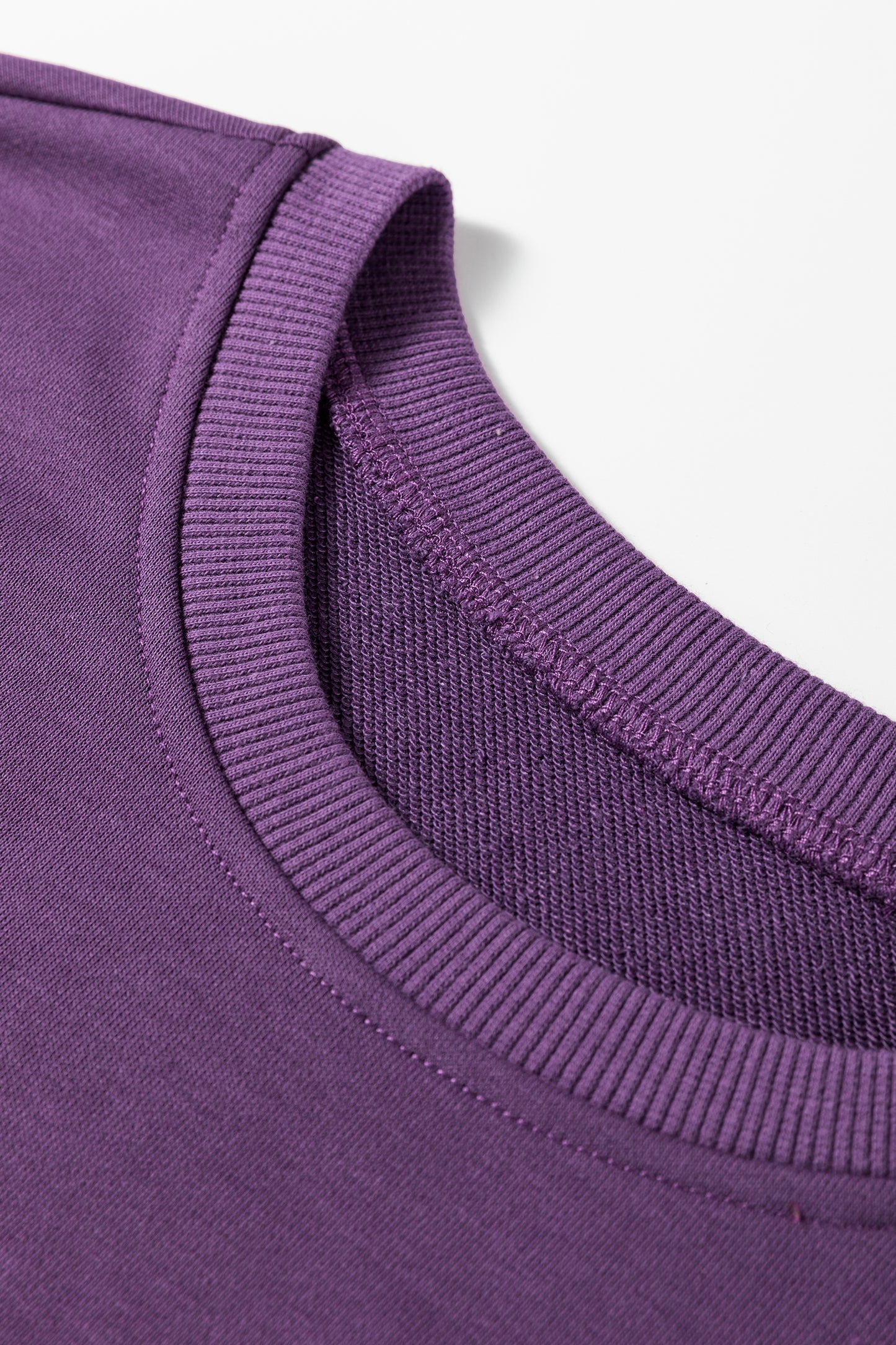 Orchid Mist Solid Color Oversize Slit Sweatshirt Ribbed Leggings 2pcs Set