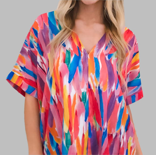 Waverly Whimsical Feather V-Neck Blouse