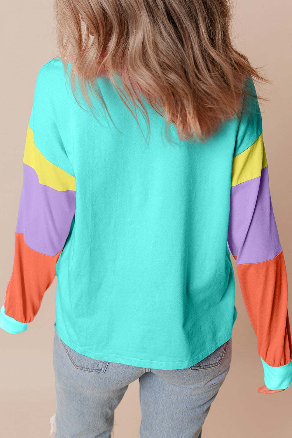 Piper Teal Colorblock Patchwork Loose Top