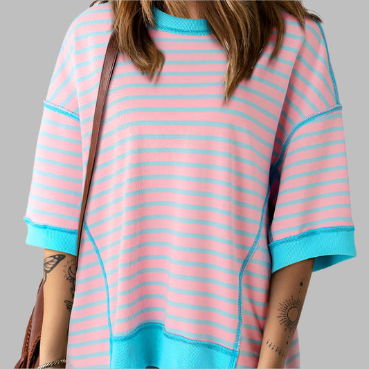 Taylor Pink Stripe Oversized T-Shirt