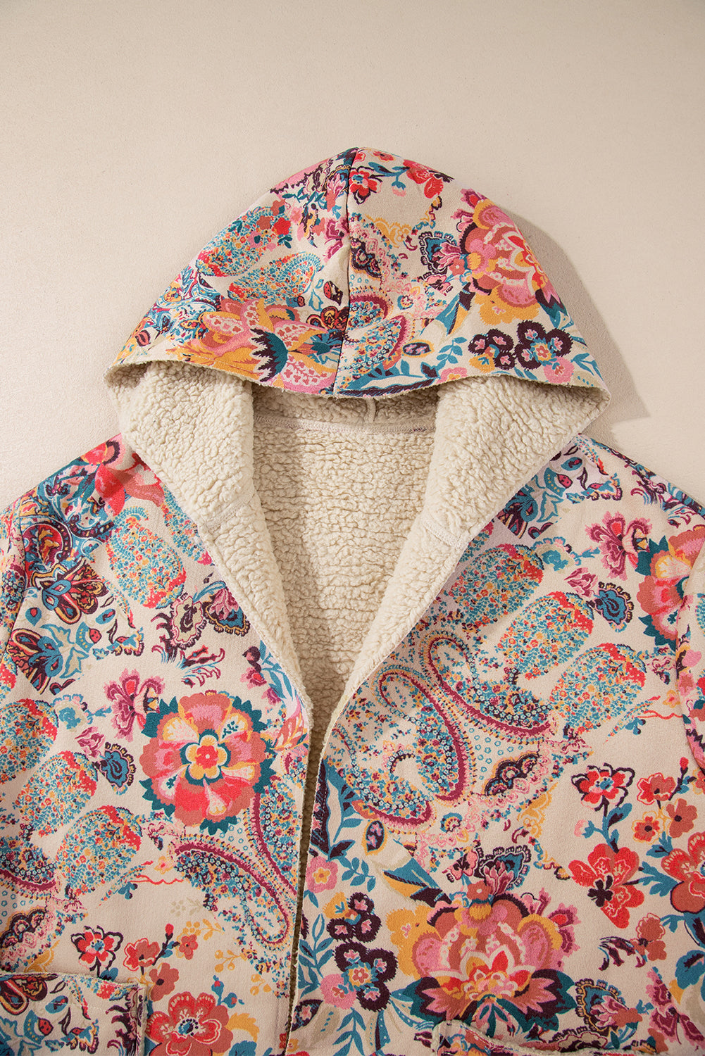 Beige Vintage Paisley Floral Hooded Jacket