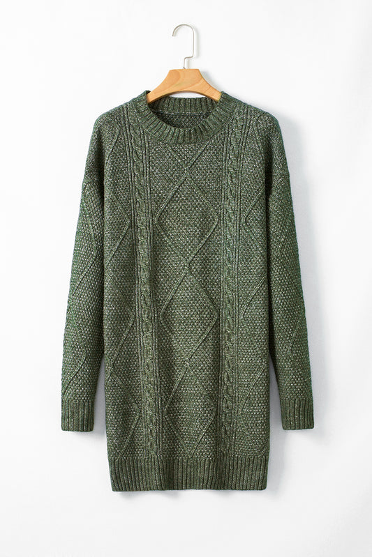 Mia Green Cable Knit Sweater Dress