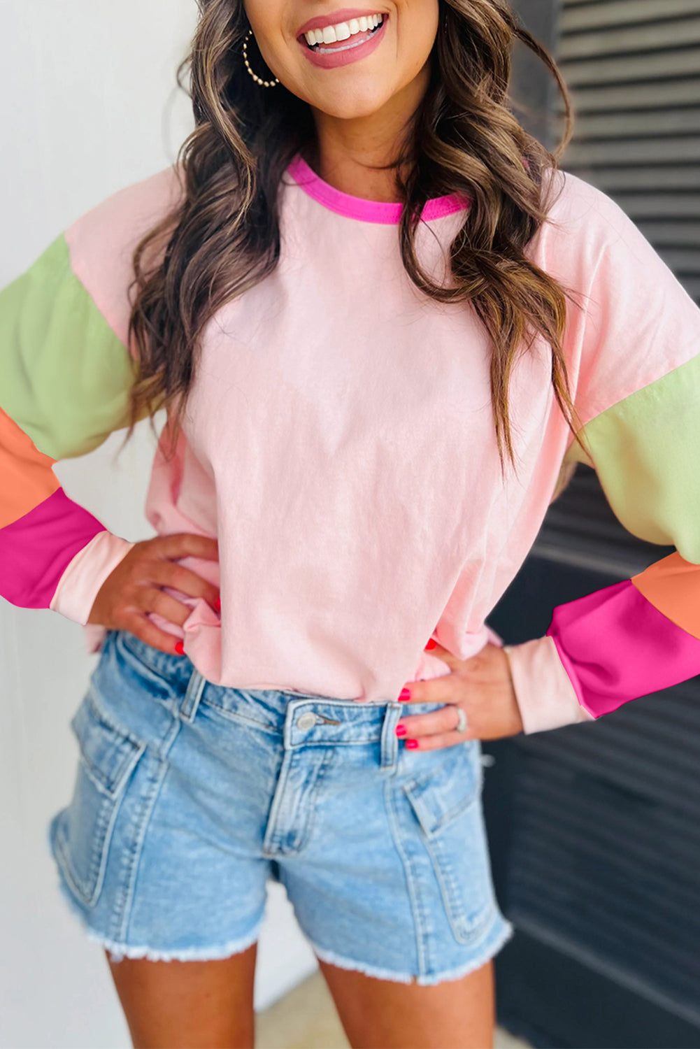 Piper Pink Colorblock Patchwork Top